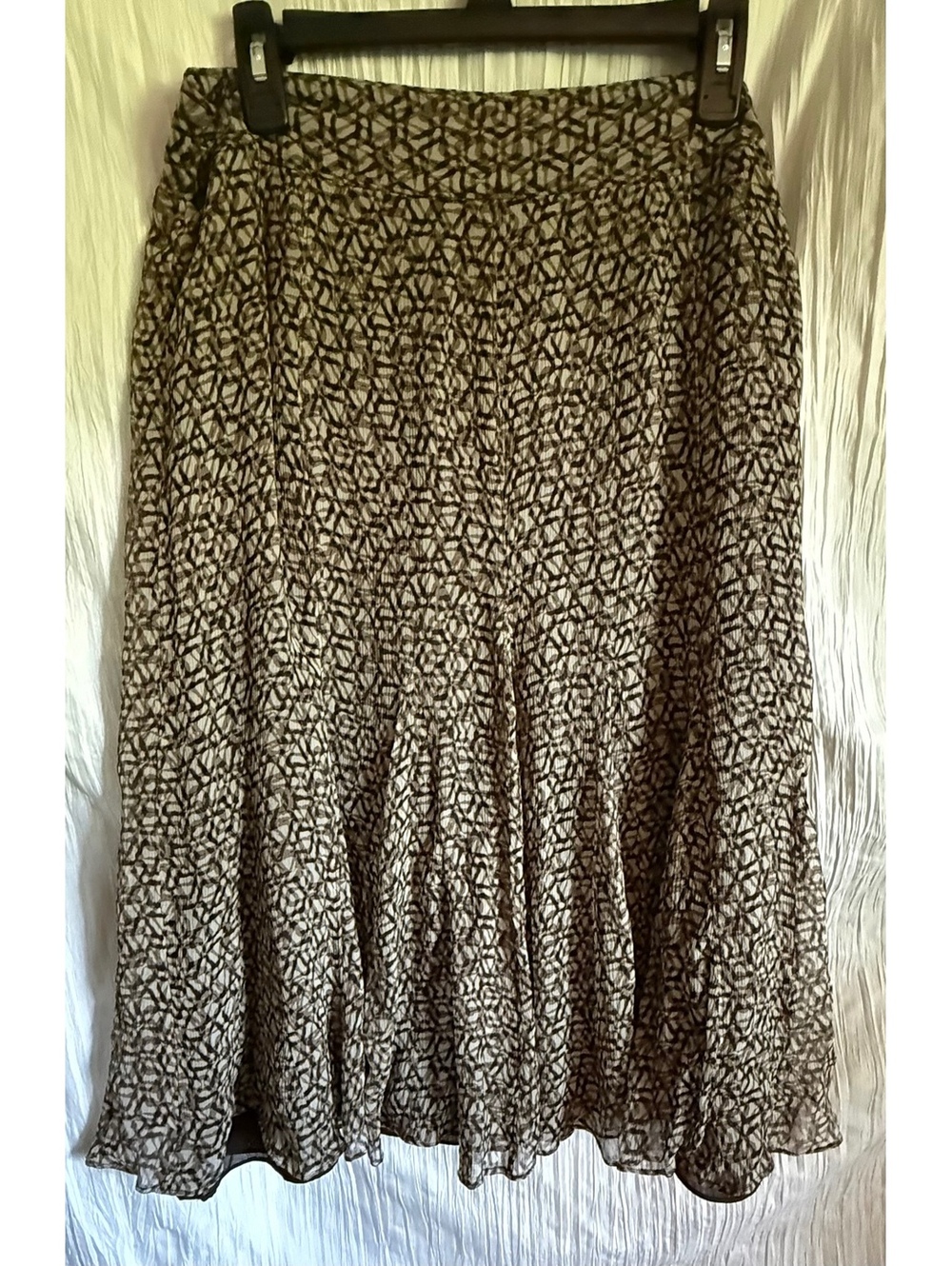 Charter Club Brown Patterned A-Line Midi Skirt